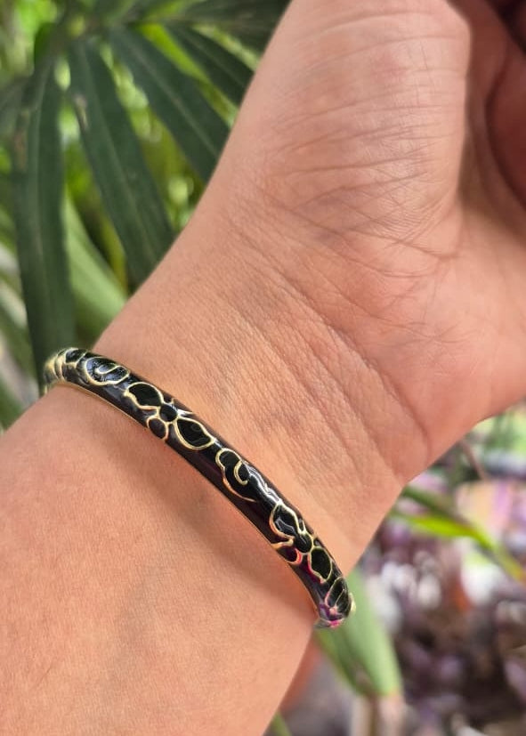 Granite Black Sleek Enamel Bangle-Single Piece