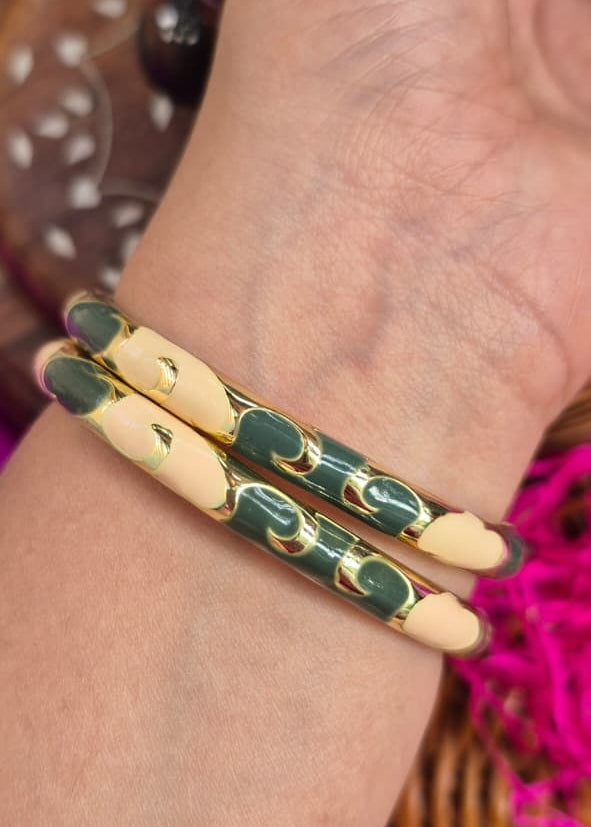 Forest Sleek Enamel Bangles-Single Piece