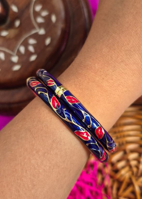 Blue Bel Sleek Enamel Bangle-Single Piece