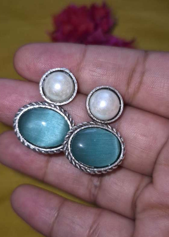 Pearl Oxidized Silver Earring (Variants)