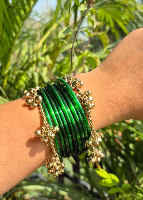 Saanjh Ghunghroo Bangles-Mehendi Polish - Single piece
