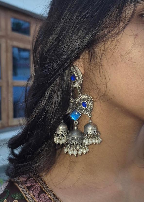 Kamatchi Oxidized Silver Jhumka