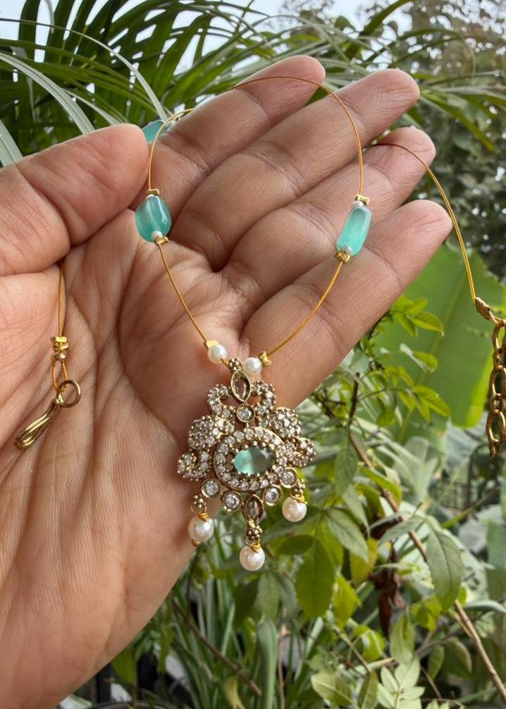 Aalaya Invisible Chain Temple AD (Chain Only) -Sea Green