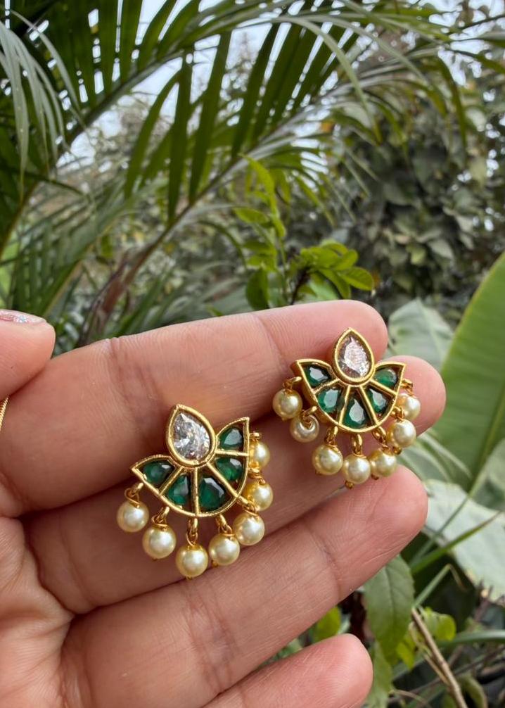 Ratna Temple AD Necklace Set - Green