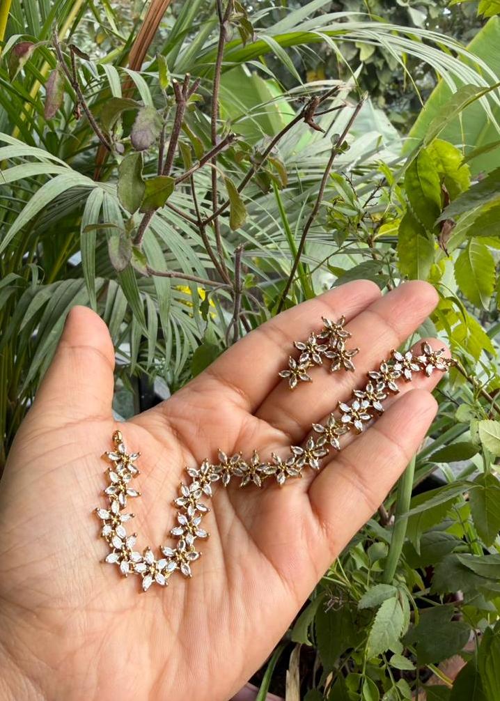 Anandita AD Necklace Set - White/Clear