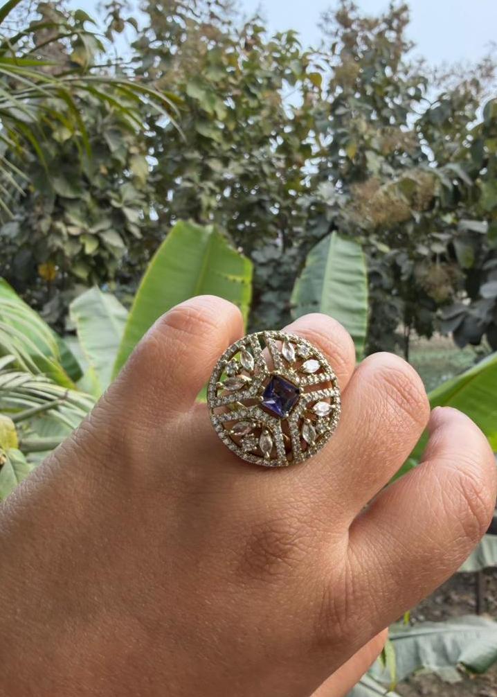 Mira Temple AD Adjustable Ring - Purple/Lilac