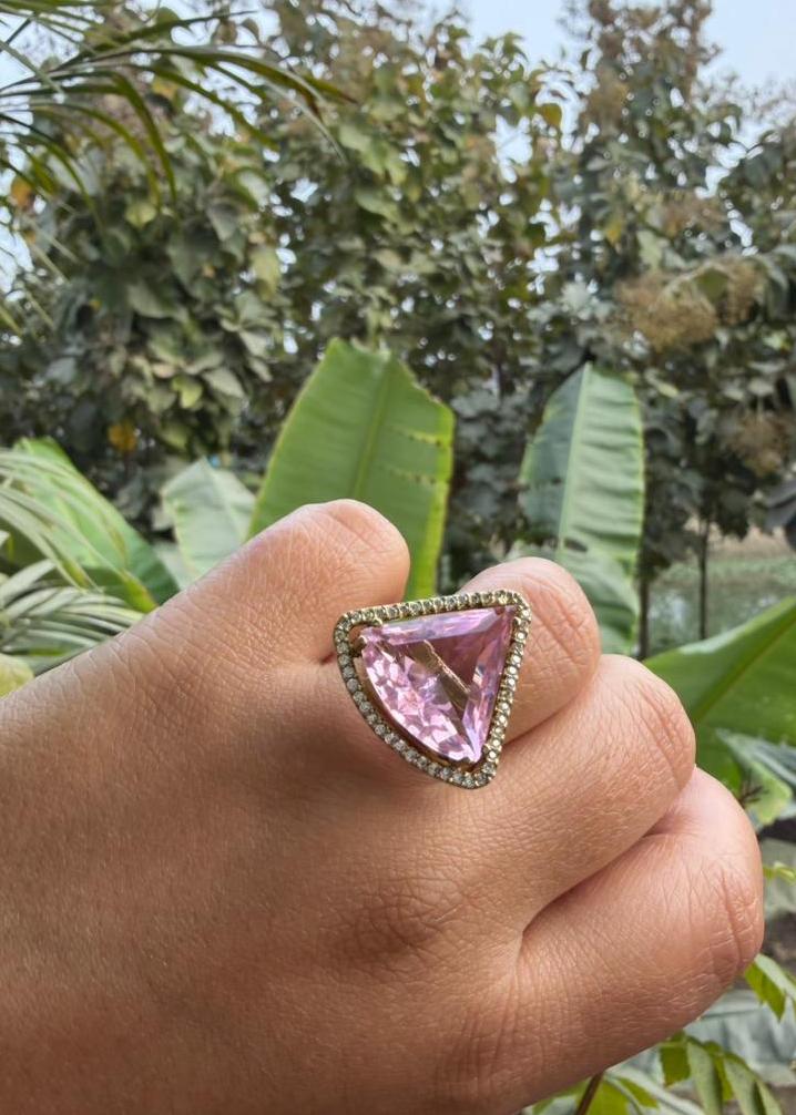 Diya AD Adjustable Ring - Baby Pink