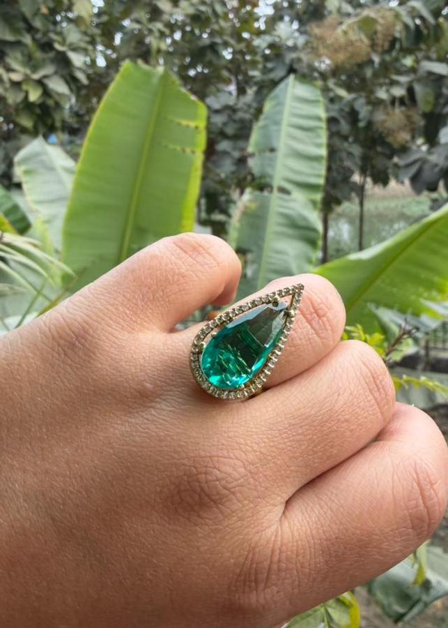 Ina AD Adjustable Ring - Green