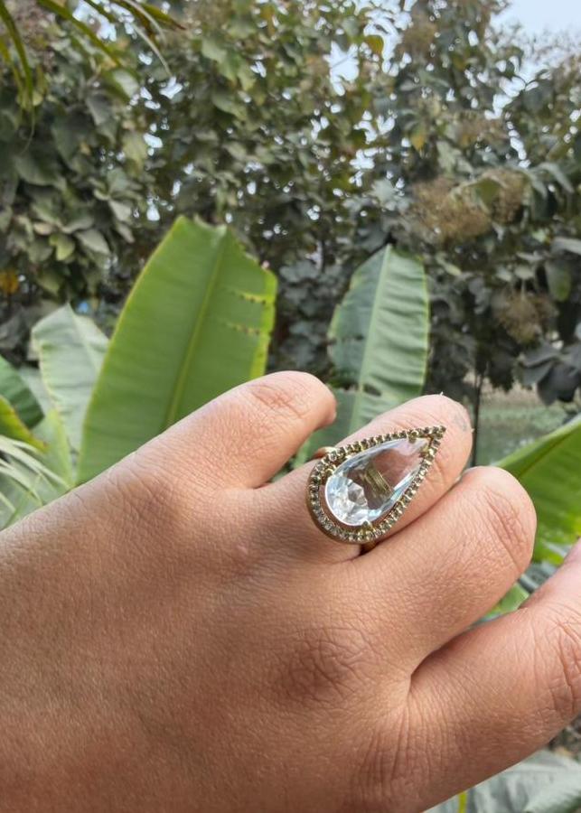 Ina AD Adjustable Ring - Clear/White