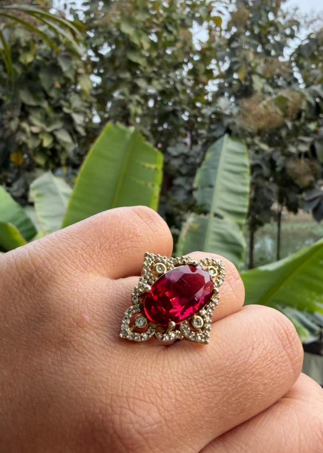 Rivanya AD Adjustable Ring - Maroon