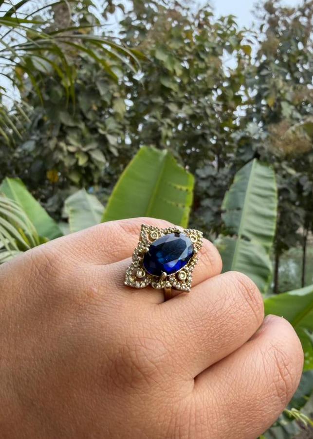 Rivanya AD Adjustable Ring - Navy Blue