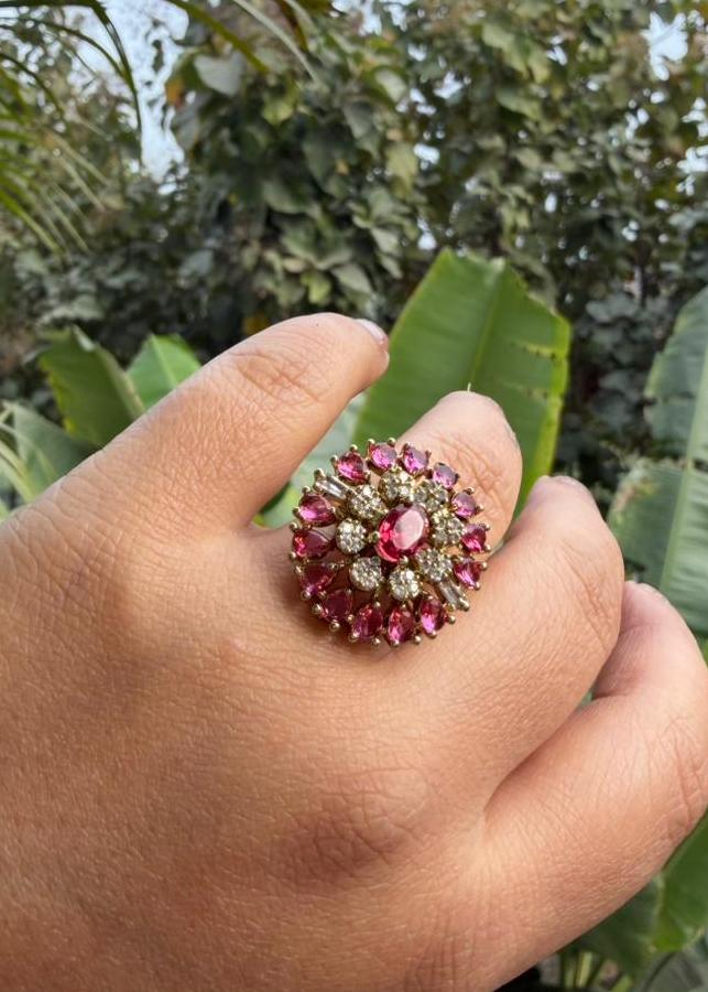 Shivika AD Adjustable Ring - Ruby