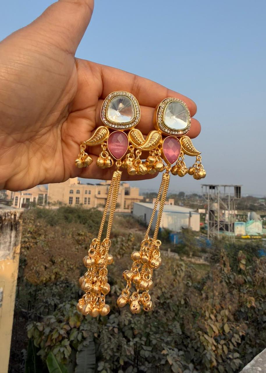 Mehrosh Kashmiri Jhumka/Earring - Pink