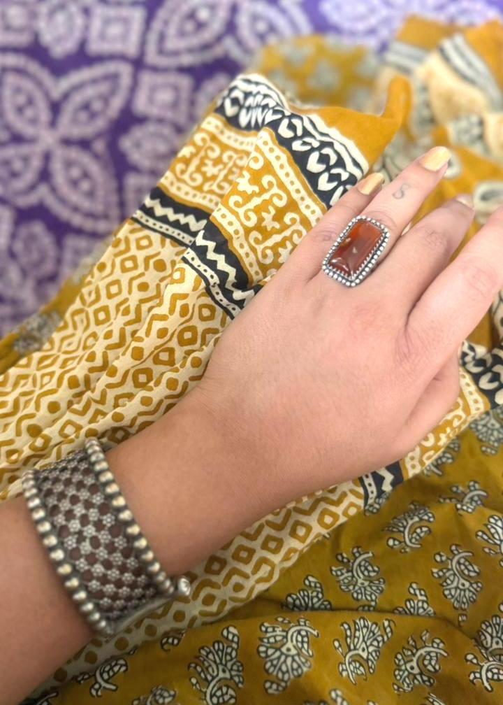 Tiger’s Eye Natural stone Oxidized Ring
