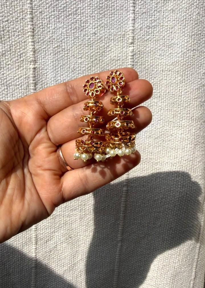 Madurai Layer Drop Earring/Jhumka