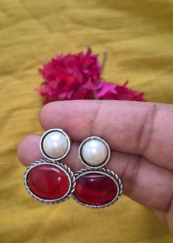 Pearl Oxidized Silver Earring (Variants)