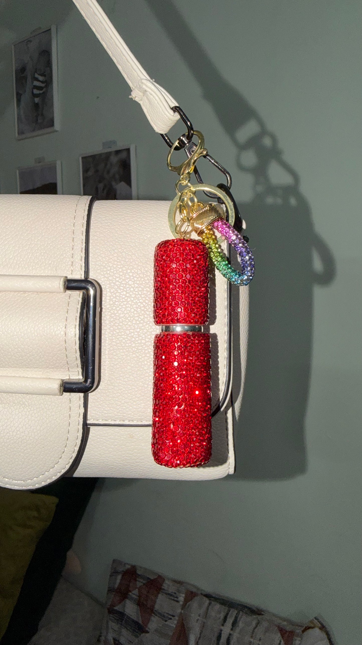 Bag Charm Spray Bottle - Glittery Red