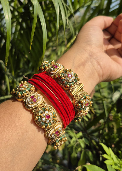Multicolor Shahi Broad Bangles- Pair