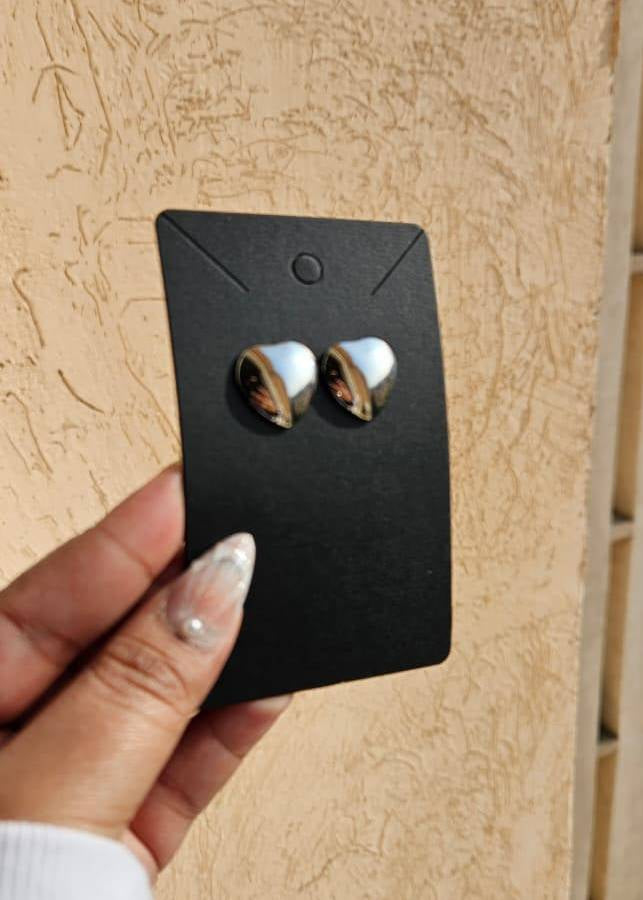 Silver Glass Heart Stud Earring