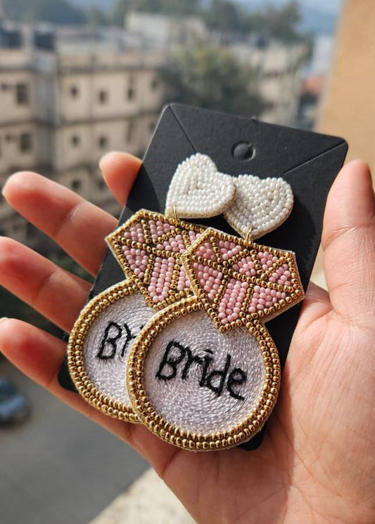 "Bride" Handmade Beaded Earring