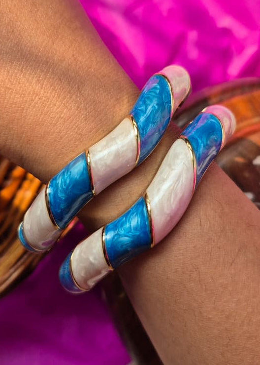 Sea waves Enamel Bangle- Single Piece