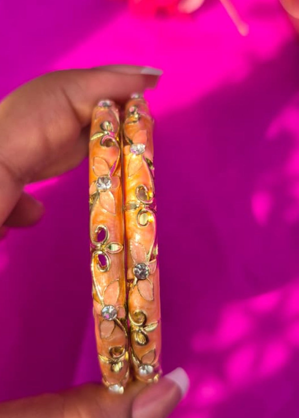 Gulmohar Enamel Bangles-Single Piece (Variants)