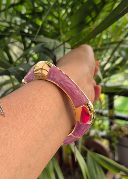 Purple Square Broad Enamel Bangles-Single Piece