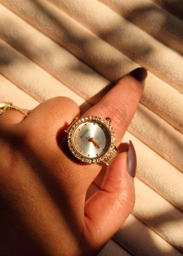 Ring’O’Clock Studded Dial Watchring-RoseGold
