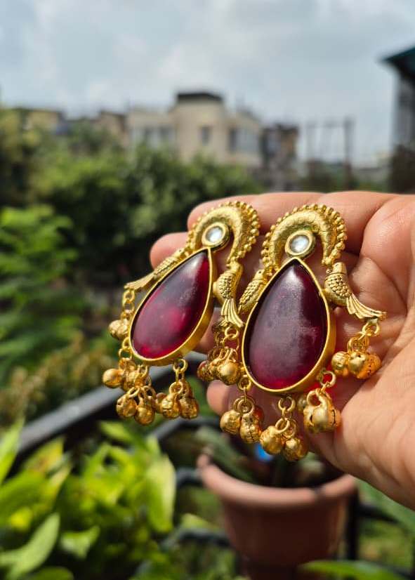 Ruby Red Raindrop Earring
