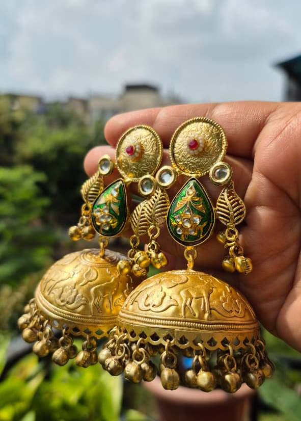 Mastani Ghunghroo Jhumka - Green