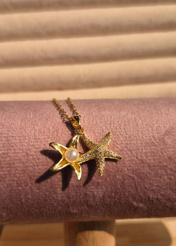 Double Star with Pearl Neck Chain