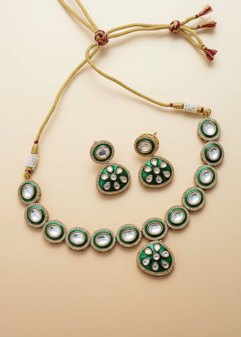 Emerald Green Polki Necklace