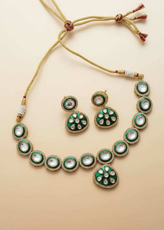 Emerald Green Polki Necklace