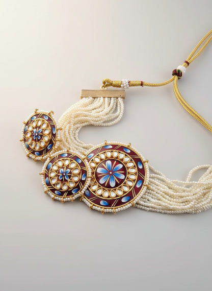Bandhai Round Multicolour Choker Set