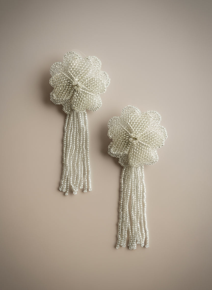 Galaxy White Beaded Handmade Earring