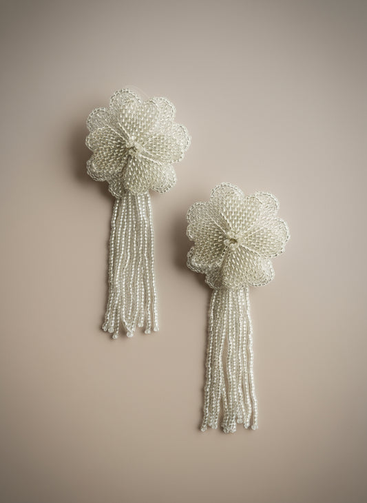 Galaxy White Beaded Handmade Earring