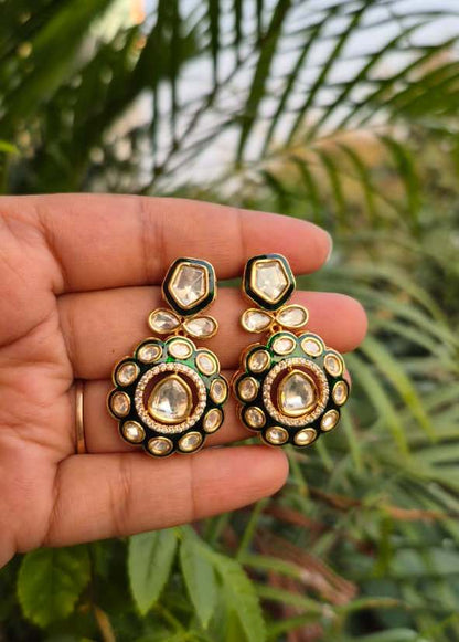 Emerald Aura Polki Drop Earring