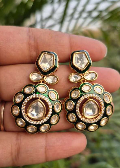 Emerald Aura Polki Drop Earring