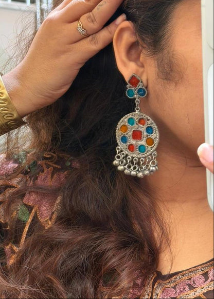Silver Oxidised Ghunghroo Jhumka