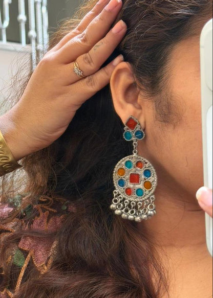 Silver Oxidised Ghunghroo Jhumka