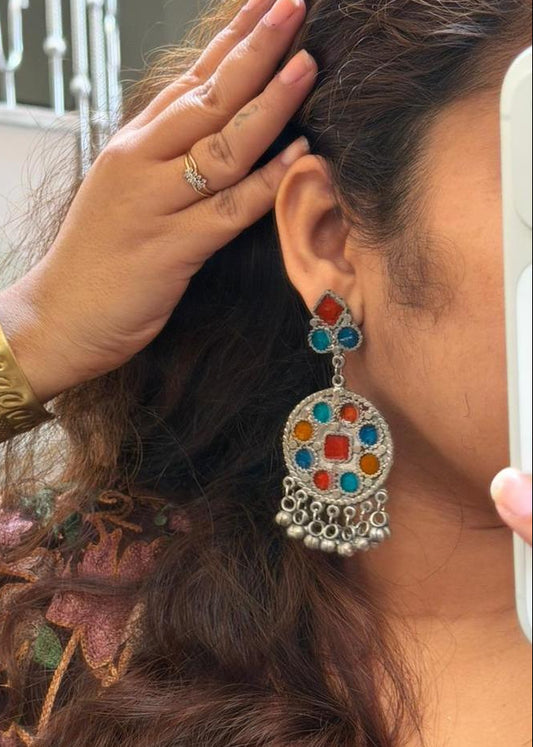Silver Oxidised Ghunghroo Jhumka