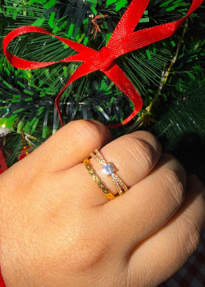 Linea Solitaire Stack Anti Tarnish Ring