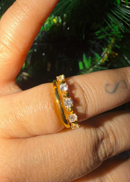 Willow Band Solitaire Anti Tarnish Ring Stack