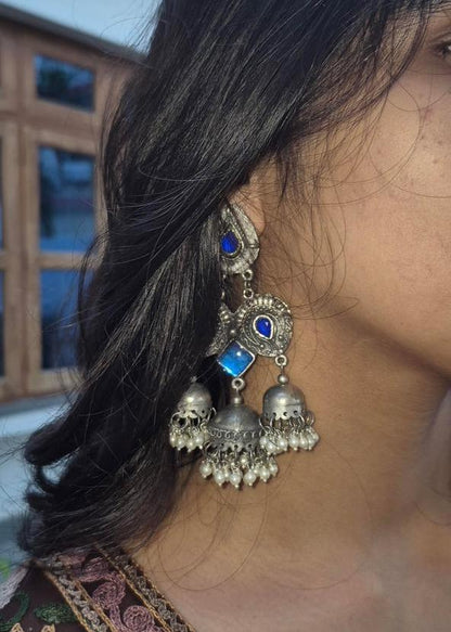 Kamatchi Oxidized Silver Jhumka