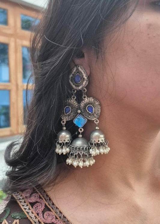 Kamatchi Oxidized Silver Jhumka