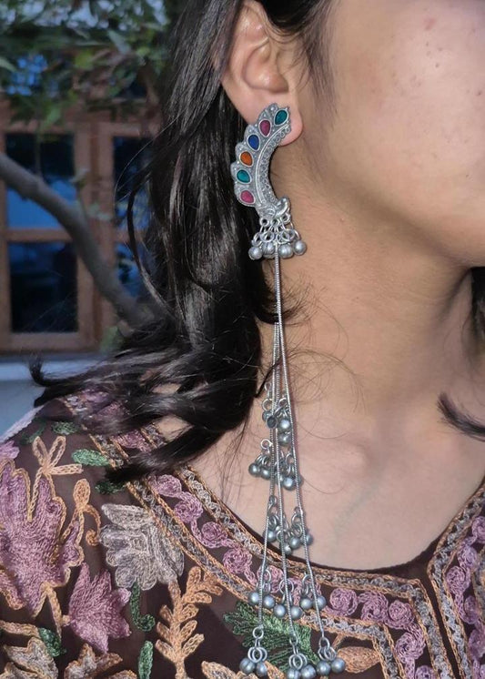 Shahi Nazakat Jhumka Oxidized Silver Long Jhumka