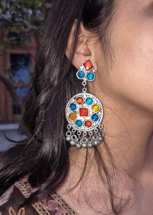 Silver Oxidised Ghunghroo Jhumka