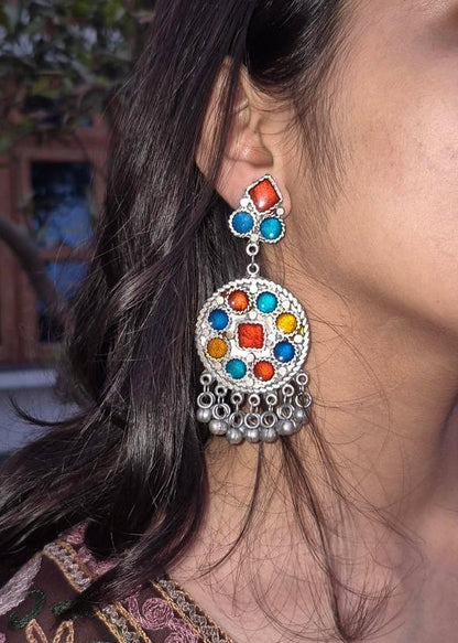 Silver Oxidised Ghunghroo Jhumka