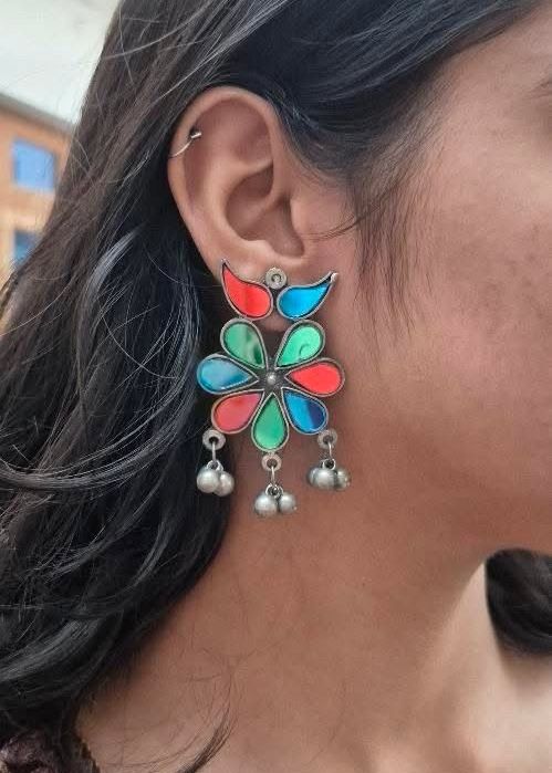 Mehrunissa Afghani Oxidized Silver Earring