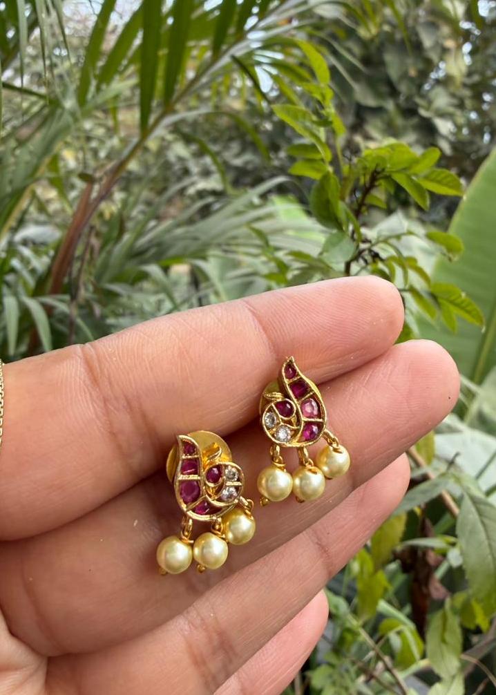 Alankaar Temple AD Necklace Set - Pink